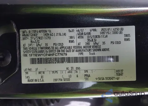 2017 Ford F-150 Xl z USA, uszkodzony, nr VIN 1FTEW1CP4HFC77679